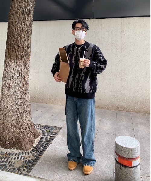 FreeZone(フリーゾーン)の「柄バイカラーニット(ニット/セーター・メンズ・アイボリー/ブラック・F)」の16枚目の写真