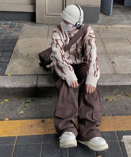 FreeZone(フリーゾーン)の「柄バイカラーニット(ニット/セーター・メンズ・アイボリー/ブラック・F)」の8枚目の写真