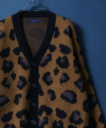 Leopard Pattern Knit Cardigan/レオパード柄 起毛 ニット カーディガン