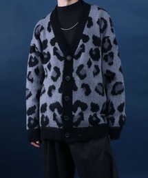 Leopard Pattern Knit Cardigan/レオパード柄 起毛 ニット カーディガン
