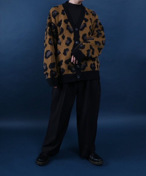 ANPAS(アンパス)の「Leopard Pattern Knit Cardigan/レオパード柄 起毛 ニット カーディガン(カーディガン/ボレロ・メンズ・ダークブルー/ブラック×グレー/グレイッシュベージュ/マスタード・L/M)」の15枚目の写真