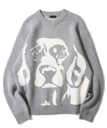 アニマルモチーフ ジャガードクルーネックニット