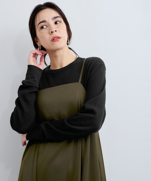 Healthknit(ヘルスニット)の「【Healthknit/ヘルスニット】Basic Waffle Crewneck L/S(Tシャツ/カットソー・レディース・ブラック系その他/ホワイト/ブラック/ブルー系その他5・FREE)」の2枚目の写真