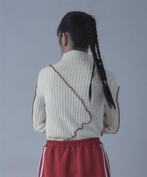 miette(ミエット)の「配色メロープチハイネックリブニット(ニット/セーター・レディース・グレー/ブラック/ブラウン/オフホワイト・FREE)」の6枚目の写真