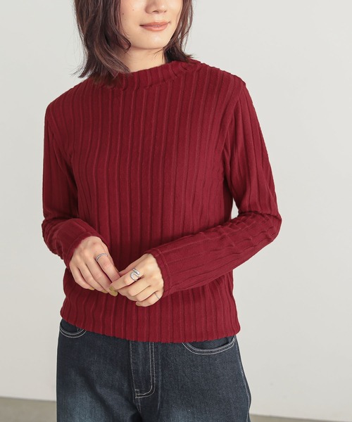 n'OrLABEL（ノアールレーベル）の「『起毛リブハイネックカットソー』（Tシャツ/カットソー・レディース・ダークブルー/ライトグレー/レッド/ブラック・S～Ｍ/L～LL/3L）」の4枚目の写真