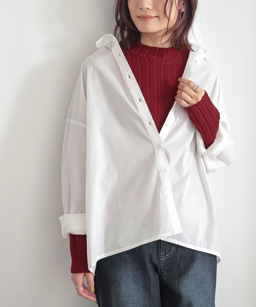 n'OrLABEL（ノアールレーベル）の「『起毛リブハイネックカットソー』（Tシャツ/カットソー・レディース・ダークブルー/ライトグレー/レッド/ブラック・S～Ｍ/L～LL/3L）」の7枚目の写真