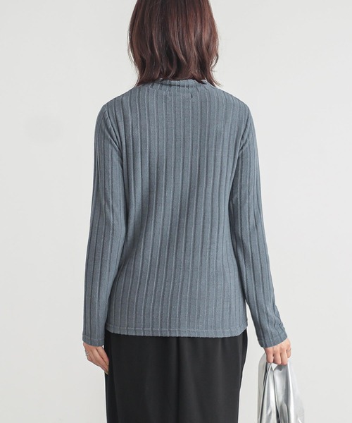 n'OrLABEL（ノアールレーベル）の「『起毛リブハイネックカットソー』（Tシャツ/カットソー・レディース・ダークブルー/ライトグレー/レッド/ブラック・S～Ｍ/L～LL/3L）」の5枚目の写真
