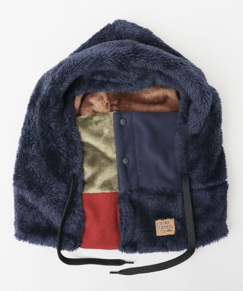 KRIFF MAYER（クリフメイヤー）の「異素材切替 フロントボタン フードウォーマー（ファーフリース・フリース・ボアフリース）（ネックウォーマー/スヌード・メンズ・マルチ/ブラック/ブラウン・FREE）」の6枚目の写真