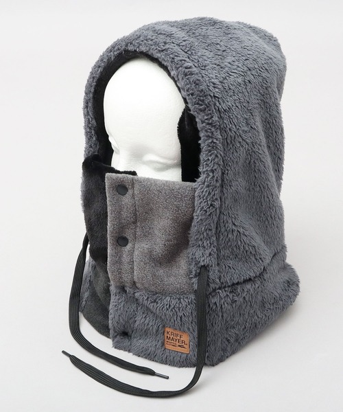 KRIFF MAYER（クリフメイヤー）の「異素材切替 フロントボタン フードウォーマー（ファーフリース・フリース・ボアフリース）（ネックウォーマー/スヌード・メンズ・マルチ/ブラック/ブラウン・FREE）」の16枚目の写真