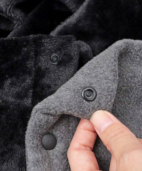 KRIFF MAYER（クリフメイヤー）の「異素材切替 フロントボタン フードウォーマー（ファーフリース・フリース・ボアフリース）（ネックウォーマー/スヌード・メンズ・マルチ/ブラック/ブラウン・FREE）」の19枚目の写真