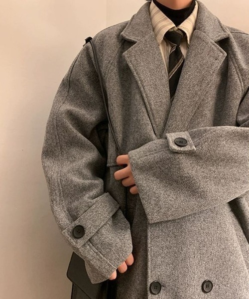 MGV（エムジーヴィー）の「ダブルボタンチェスターコート（チェスターコート・メンズ・ブラック/グレー・MEDIUM/LARGE/X-LARGE）」の5枚目の写真