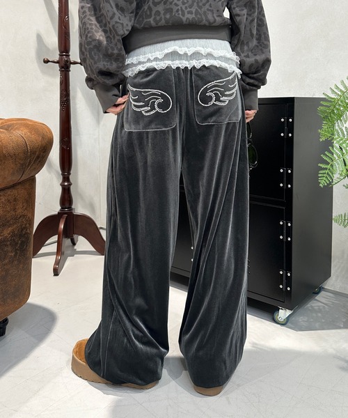 ヒップラインストーンベロアパンツ（その他パンツ）｜sedacle
