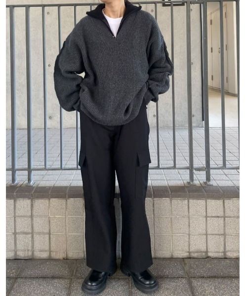 ISOOK（アイスー）の「ジップハイネックニットベスト (kiharu select) / ジップベスト ダブルジップ ジップニッジ スタンドネック（ベスト・レディース・ベージュ/ブラック・FREE）」の3枚目の写真