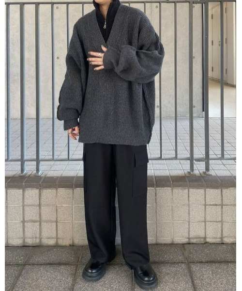 ISOOK（アイスー）の「ジップハイネックニットベスト (kiharu select) / ジップベスト ダブルジップ ジップニッジ スタンドネック（ベスト・レディース・ベージュ/ブラック・FREE）」の13枚目の写真