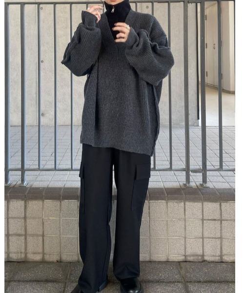 ISOOK（アイスー）の「ジップハイネックニットベスト (kiharu select) / ジップベスト ダブルジップ ジップニッジ スタンドネック（ベスト・レディース・ベージュ/ブラック・FREE）」の14枚目の写真