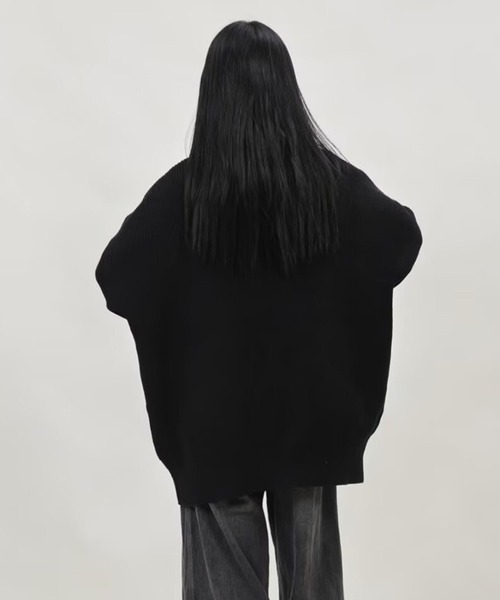 WESTSEA(ウエストシー)の「長袖 ダブルジップ オーバーサイズ ドライバーズニット(ニット/セーター・レディース・グレー/ブラック・FREE)」の8枚目の写真