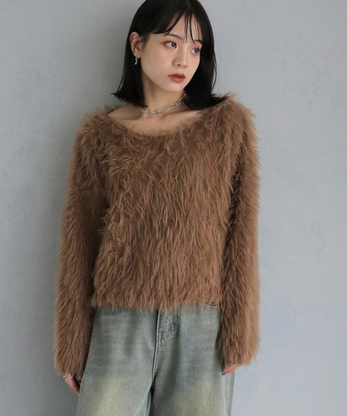 cheriella（シェリエラ）の「【cheriella】ショートシャギーニット（完売）（ニット/セーター・レディース・ホワイト/ブラック/パープル/ブラウン・M）」の18枚目の写真