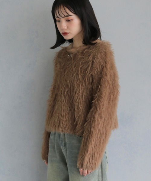 cheriella（シェリエラ）の「【cheriella】ショートシャギーニット（完売）（ニット/セーター・レディース・ホワイト/ブラック/パープル/ブラウン・M）」の21枚目の写真