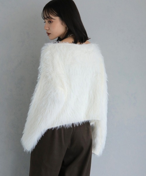 cheriella（シェリエラ）の「【cheriella】ショートシャギーニット（完売）（ニット/セーター・レディース・ホワイト/ブラック/パープル/ブラウン・M）」の5枚目の写真