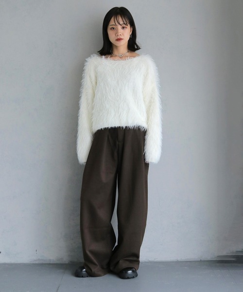 cheriella（シェリエラ）の「【cheriella】ショートシャギーニット（完売）（ニット/セーター・レディース・ホワイト/ブラック/パープル/ブラウン・M）」の8枚目の写真