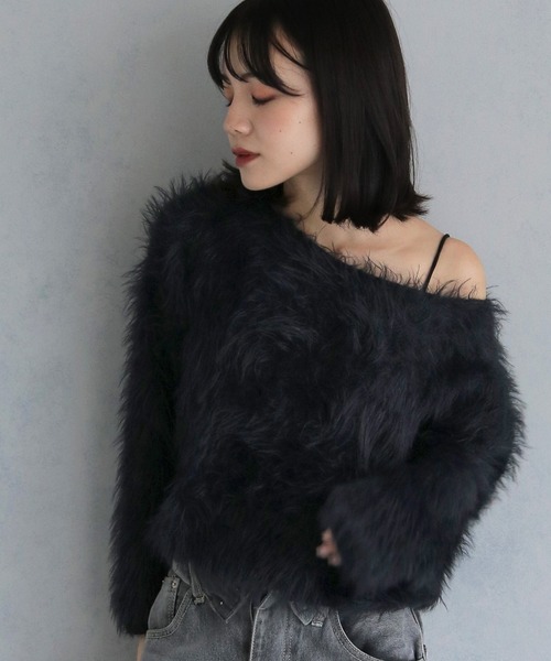 cheriella（シェリエラ）の「【cheriella】ショートシャギーニット（完売）（ニット/セーター・レディース・ホワイト/ブラック/パープル/ブラウン・M）」の11枚目の写真