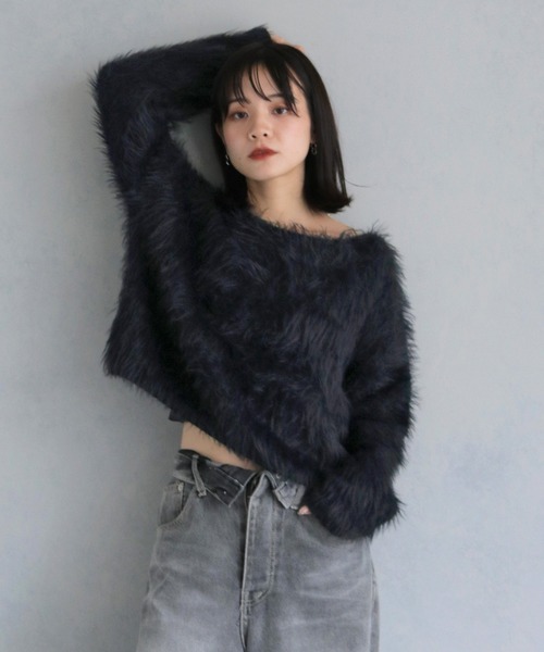 cheriella（シェリエラ）の「【cheriella】ショートシャギーニット（完売）（ニット/セーター・レディース・ホワイト/ブラック/パープル/ブラウン・M）」の12枚目の写真