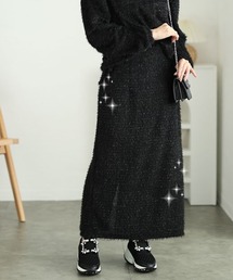 ラメシャギーバックスリットナロースカート【大きいサイズ対応】