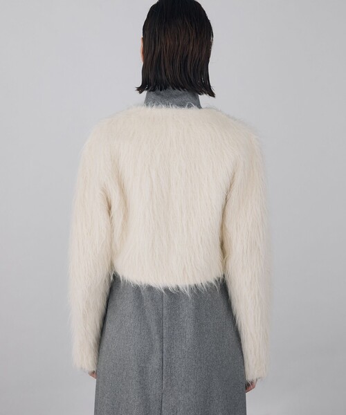 【最終値下げ・新品未使用】tomorrow land アルパカシャギージャケット セール】アルパカロングシャギー クロップドジャケット（ノーカラー