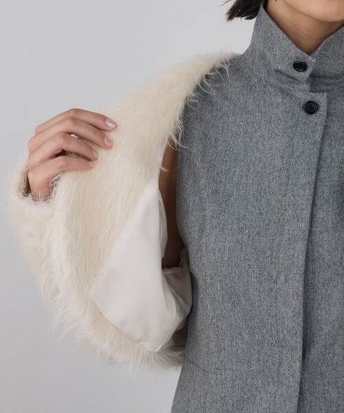 【最終値下げ・新品未使用】tomorrow land アルパカシャギージャケット セール】アルパカロングシャギー クロップドジャケット（ノーカラー