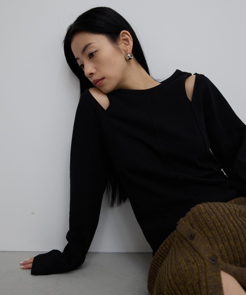 セール】カットアウトピンタックロンティー（Tシャツ/カットソー