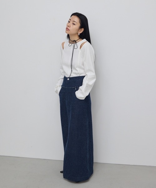 AIC.（エーアイシー）の「カットアウトピンタックロンティー（Tシャツ/カットソー・レディース・オフホワイト/ブラック・FREE）」の14枚目の写真