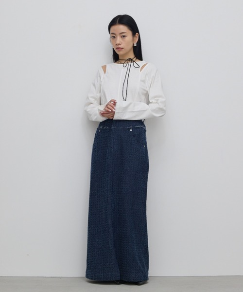 AIC.（エーアイシー）の「カットアウトピンタックロンティー（Tシャツ/カットソー・レディース・オフホワイト/ブラック・FREE）」の15枚目の写真