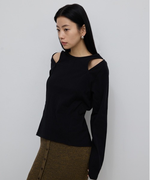 AIC.（エーアイシー）の「カットアウトピンタックロンティー（Tシャツ/カットソー・レディース・オフホワイト/ブラック・FREE）」の21枚目の写真