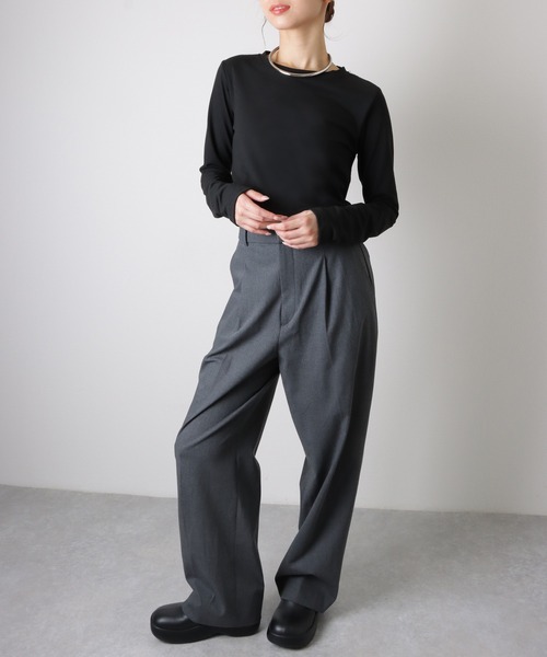 simple short long Tee /シンプル ショート丈 ロンT（Tシャツ