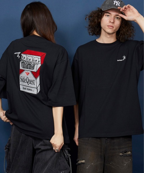 MEMENTISM（メメントイズム）の「オーバーサイズ  刺繍 Tシャツ 綿100％ /embroidery oversize T-shirt（Tシャツ/カットソー・メンズ・ホワイト系/ブラック系その他6/ブラック系その他3/ブラック系その他4/ホワイト系1/ホワイト系2/ホワイト系4/ホワイト系6/ブラック×レッド/ブラック×ブルー/その他17/その他19/その他20/ブラック系その他2/その他6/その他10/その他3/その他/ブラック/ホワイト/ホワイト系7/ホワイト系8/ホワイト系9/スミクロ/ブラック系その他7/ブラック系/その他1/その他5/その他11/ライトブラック/ブラック系1/ブラック系3/その他8/その他14/その他15/その他16/その他18/ホワイト系3/ホワイト系5/ブラック系その他/ブラック系2/その他4/その他7/その他9/その他12/その他21/ブラック系その他5・SMALL/MEDIUM/LARGE/X-LARGE）」の18枚目の写真