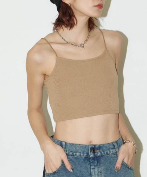 Auntie Rosa Holiday（アンティローザホリデー）の「カップ付きフライスショートキャミ（キャミソール・レディース・モカ/オフホワイト/グレー/ブラック・FREE）」の4枚目の写真