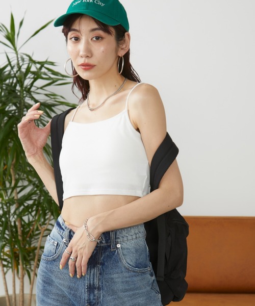 Auntie Rosa Holiday（アンティローザホリデー）の「カップ付きフライスショートキャミ（キャミソール・レディース・モカ/オフホワイト/グレー/ブラック・FREE）」の19枚目の写真