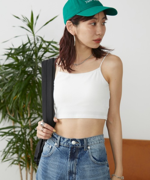 Auntie Rosa Holiday（アンティローザホリデー）の「カップ付きフライスショートキャミ（キャミソール・レディース・モカ/オフホワイト/グレー/ブラック・FREE）」の18枚目の写真