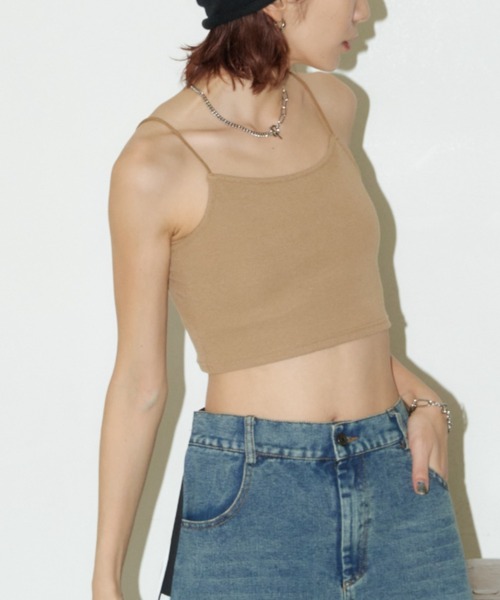 Auntie Rosa Holiday（アンティローザホリデー）の「カップ付きフライスショートキャミ（キャミソール・レディース・モカ/オフホワイト/グレー/ブラック・FREE）」の5枚目の写真