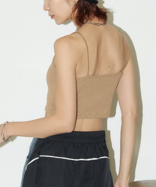 Auntie Rosa Holiday（アンティローザホリデー）の「カップ付きフライスショートキャミ（キャミソール・レディース・モカ/オフホワイト/グレー/ブラック・FREE）」の7枚目の写真