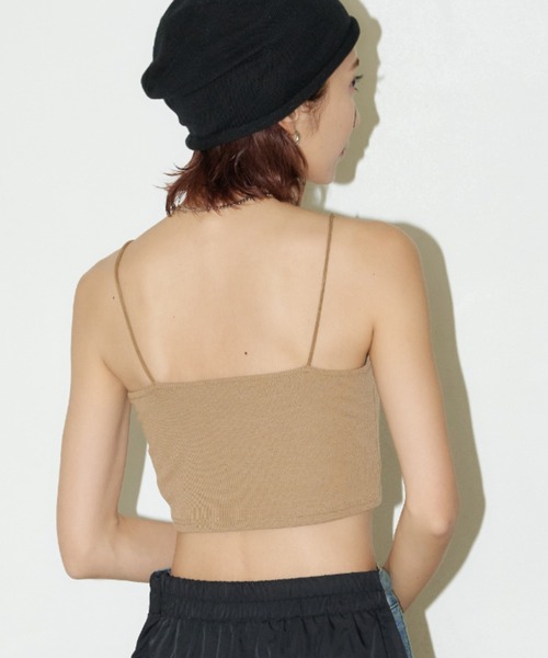 Auntie Rosa Holiday（アンティローザホリデー）の「カップ付きフライスショートキャミ（キャミソール・レディース・モカ/オフホワイト/グレー/ブラック・FREE）」の6枚目の写真