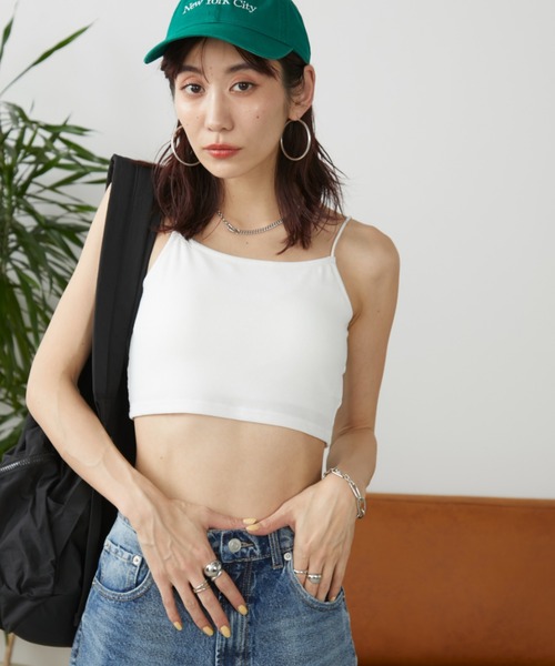 Auntie Rosa Holiday（アンティローザホリデー）の「カップ付きフライスショートキャミ（キャミソール・レディース・モカ/オフホワイト/グレー/ブラック・FREE）」の16枚目の写真