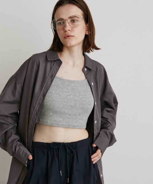 Auntie Rosa Holiday（アンティローザホリデー）の「カップ付きフライスショートキャミ（キャミソール・レディース・モカ/オフホワイト/グレー/ブラック・FREE）」の12枚目の写真