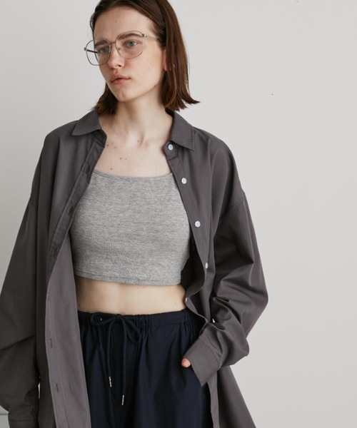 Auntie Rosa Holiday（アンティローザホリデー）の「カップ付きフライスショートキャミ（キャミソール・レディース・モカ/オフホワイト/グレー/ブラック・FREE）」の11枚目の写真