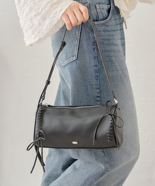 【500mlペットボトル収納可】レースアップデザインサークルバッグ（ショルダーバッグ）｜Chico（チコ）