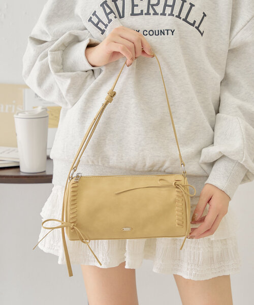 【500mlペットボトル収納可】レースアップデザインサークルバッグ（ショルダーバッグ）｜Chico（チコ）