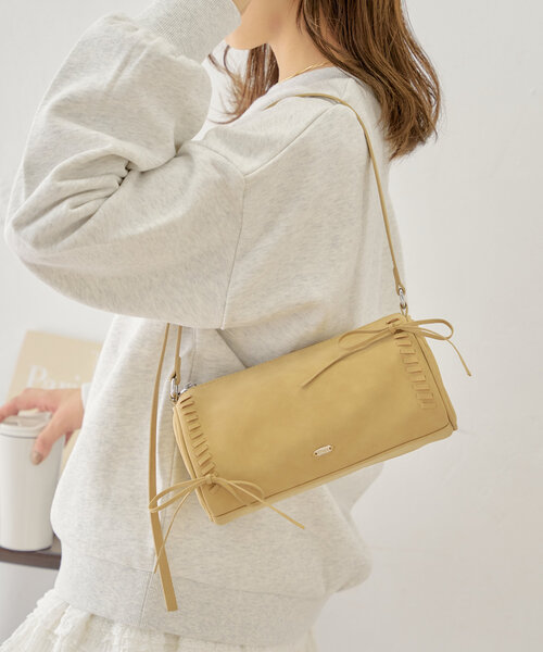 【500mlペットボトル収納可】レースアップデザインサークルバッグ（ショルダーバッグ）｜Chico（チコ）