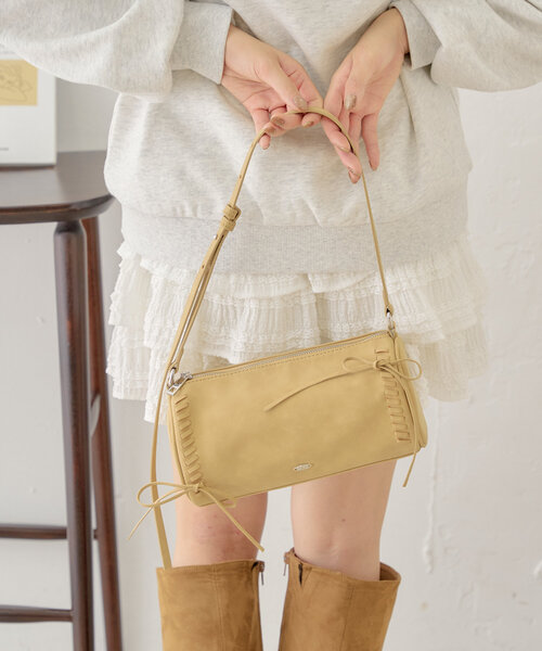 【500mlペットボトル収納可】レースアップデザインサークルバッグ（ショルダーバッグ）｜Chico（チコ）