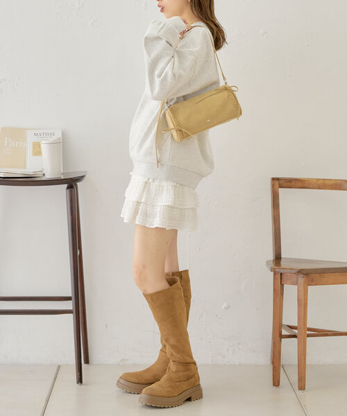 【500mlペットボトル収納可】レースアップデザインサークルバッグ（ショルダーバッグ）｜Chico（チコ）