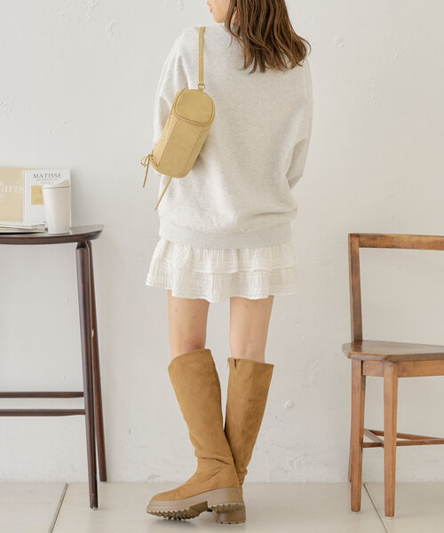 【500mlペットボトル収納可】レースアップデザインサークルバッグ（ショルダーバッグ）｜Chico（チコ）